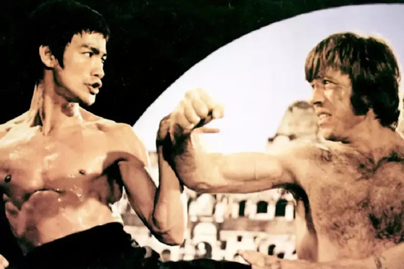 Chuck Norris and Bruce Lee in Way of the Dragon 1972