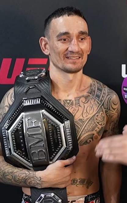 Max Holloway demonstrating elite combat sports techniques and athletic conditioning
