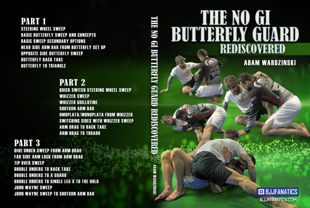 No-gi butterfly guard position showing proper hook placement for BJJ sweeps