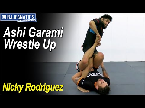 Nicky Rodriguez demonstrating an ashi garami wrestle up for no-gi BJJ