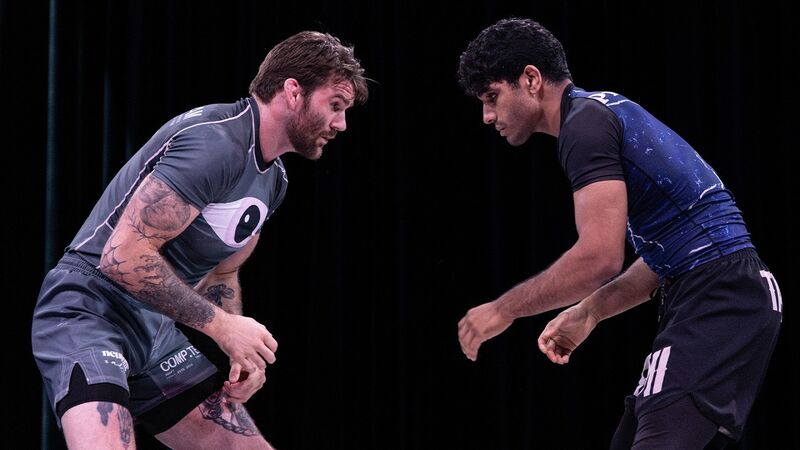 Raajus Dewan facing Austin Senos in no-gi grappling at WNO 32