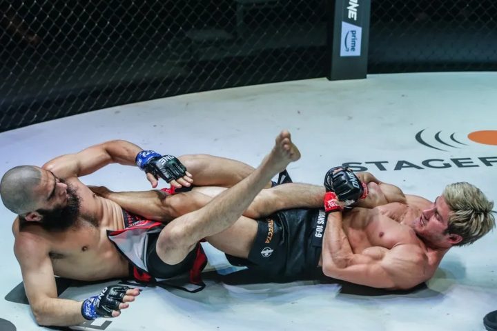 Heel hook submission no-gi MMA cage Sage Northcutt ONE Championship