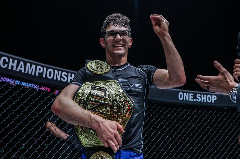 Mikey Musumeci with submission grappling world championship belt