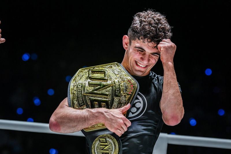 Mikey Musumeci celebrates submission grappling title defense