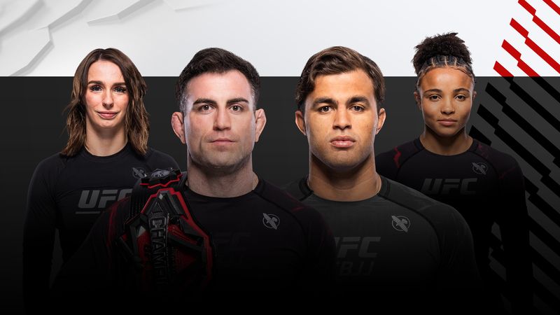 UFC BJJ 9 event poster showing Mason Fowler with the light heavyweight title belt at the Meta APEX