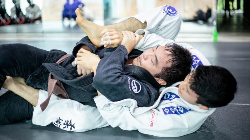 No-gi back take after sweeping from single leg X-guard