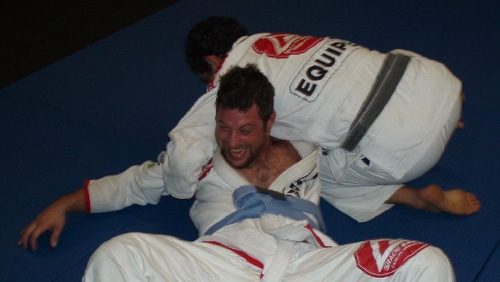 Crucifix BJJ neck crank finish from the side