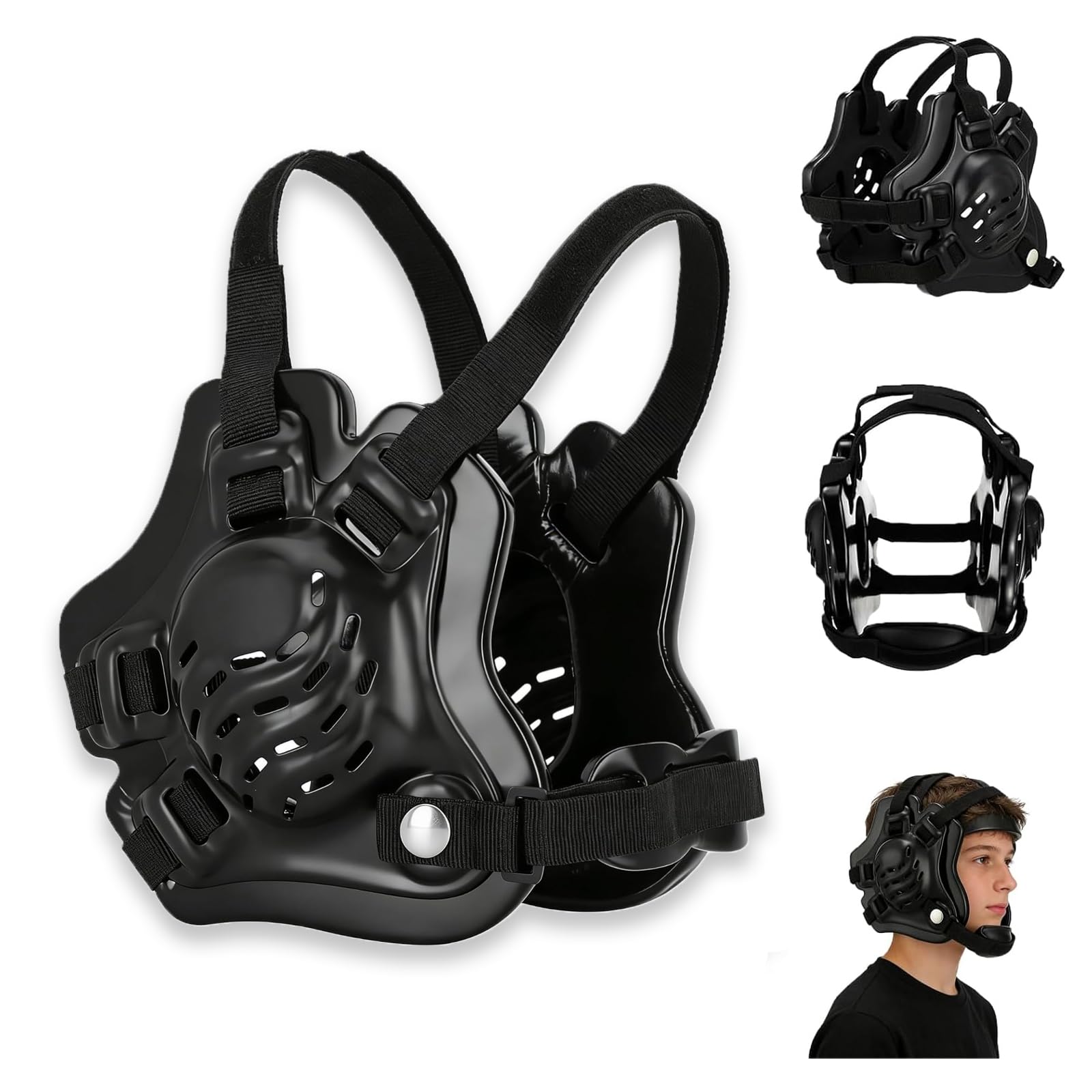 Adjustable Wrestling Headgear Ear Guard,Padded Ear Protection with Breathable Materials & Secure Strap,Chin Cup for Youth...