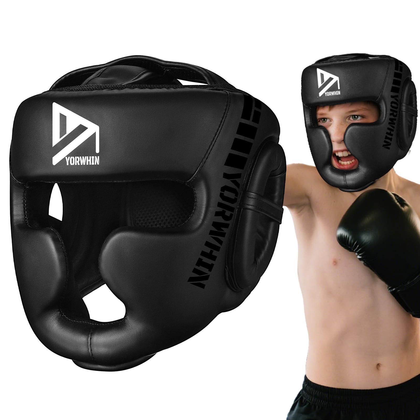  Youth Kids Boxing Headgear, MMA Training Sparring Safety Head Guard, Boxing Head Gear Helmet for Training K...