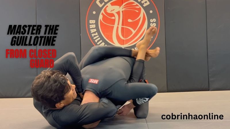 Closed guard guillotine choke setup in BJJ