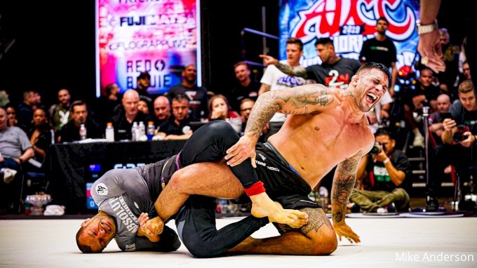 Heel hook BJJ submission at ADCC no-gi grappling event