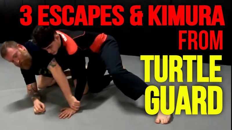 Kimura BJJ attack from turtle position in no gi grappling