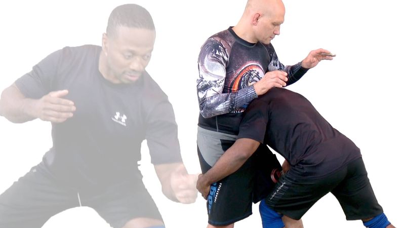 No-gi double leg takedown level change entry