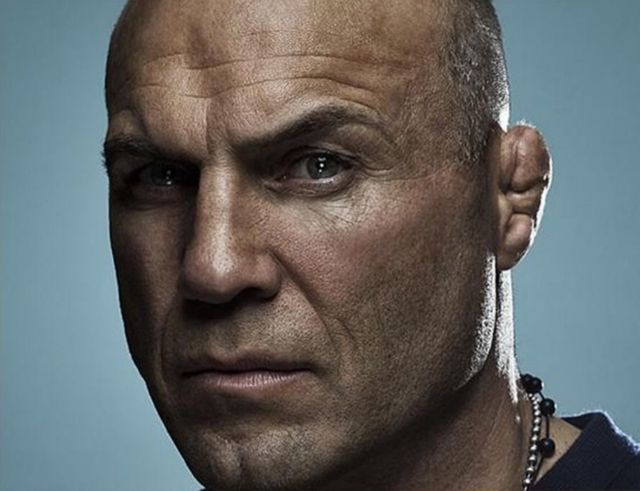 Randy Couture portrait showing legendary wrestler cauliflower ear from decades of grappling