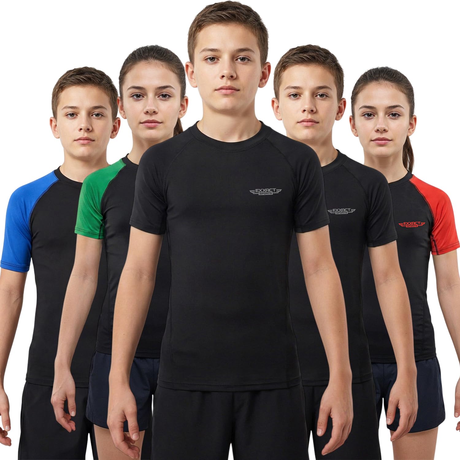 Exxact Sports Kids BJJ Rash Guard Short Sleeve, Ranked No Gi Jiu Jitsu Compression Shirt for Boys & Girls for MMA, Wrestling