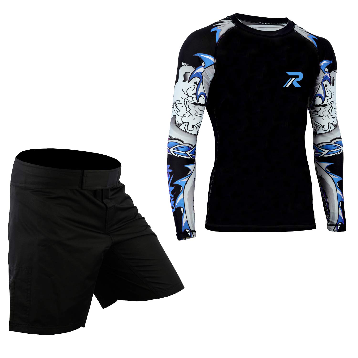 ROAR MMA Rashguard & BJJ Grappling Shorts Cage Fight Jiu Jitsu Spats No Gi Sets