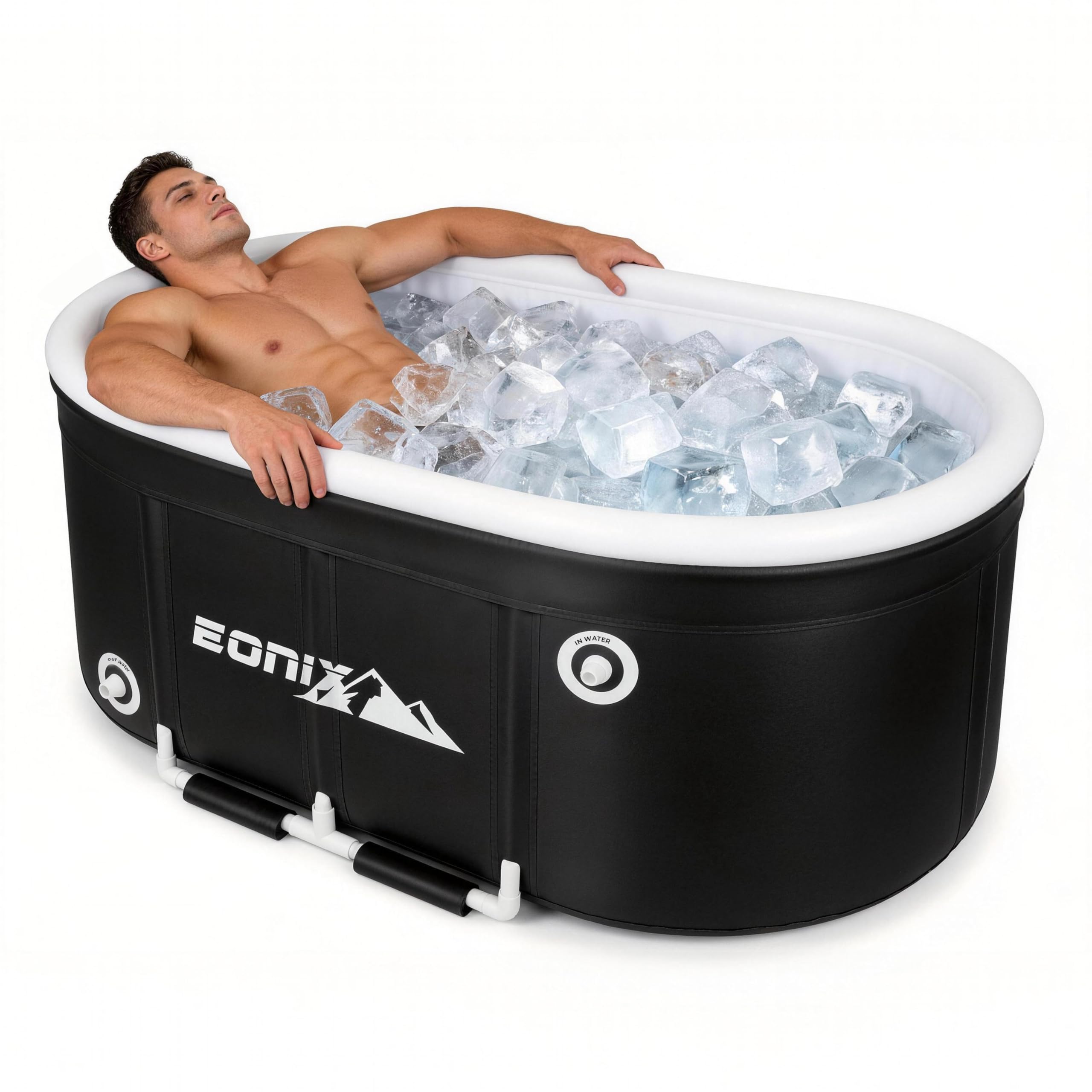 Upgrade 123 Gal Large Oval Ice Bath Tub for Athletes- Portable Bathtub,Foldable Multi-Layered,Bathtubs with Cover Cold Plu...