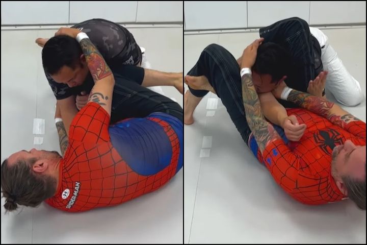 Triangle choke no gi closed guard setup demonstration
