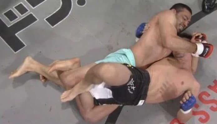 The twister submission applied during a no-gi MMA fight
