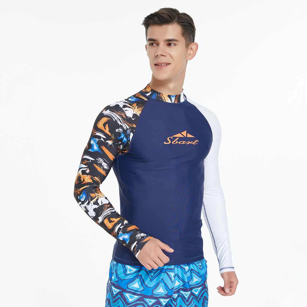 Custom Sublimation Printing Surf Clothes Long Sleeve Rashguard Quick Dry Breathable Men's Rashie UPF50+ Rash Guard For Men-Sb