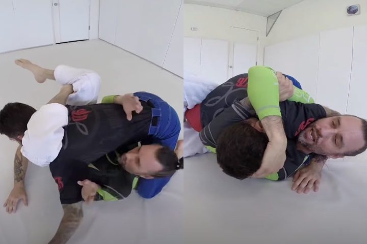Escaping bottom side control in a no-gi grappling match