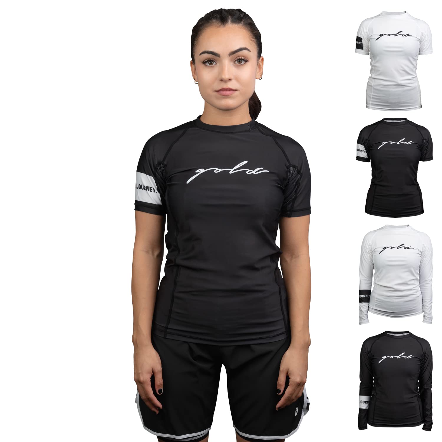 Gold BJJ Foundation Women's Rash Guard - No-Gi and Gi Jiu Jitsu Rashguard for Women