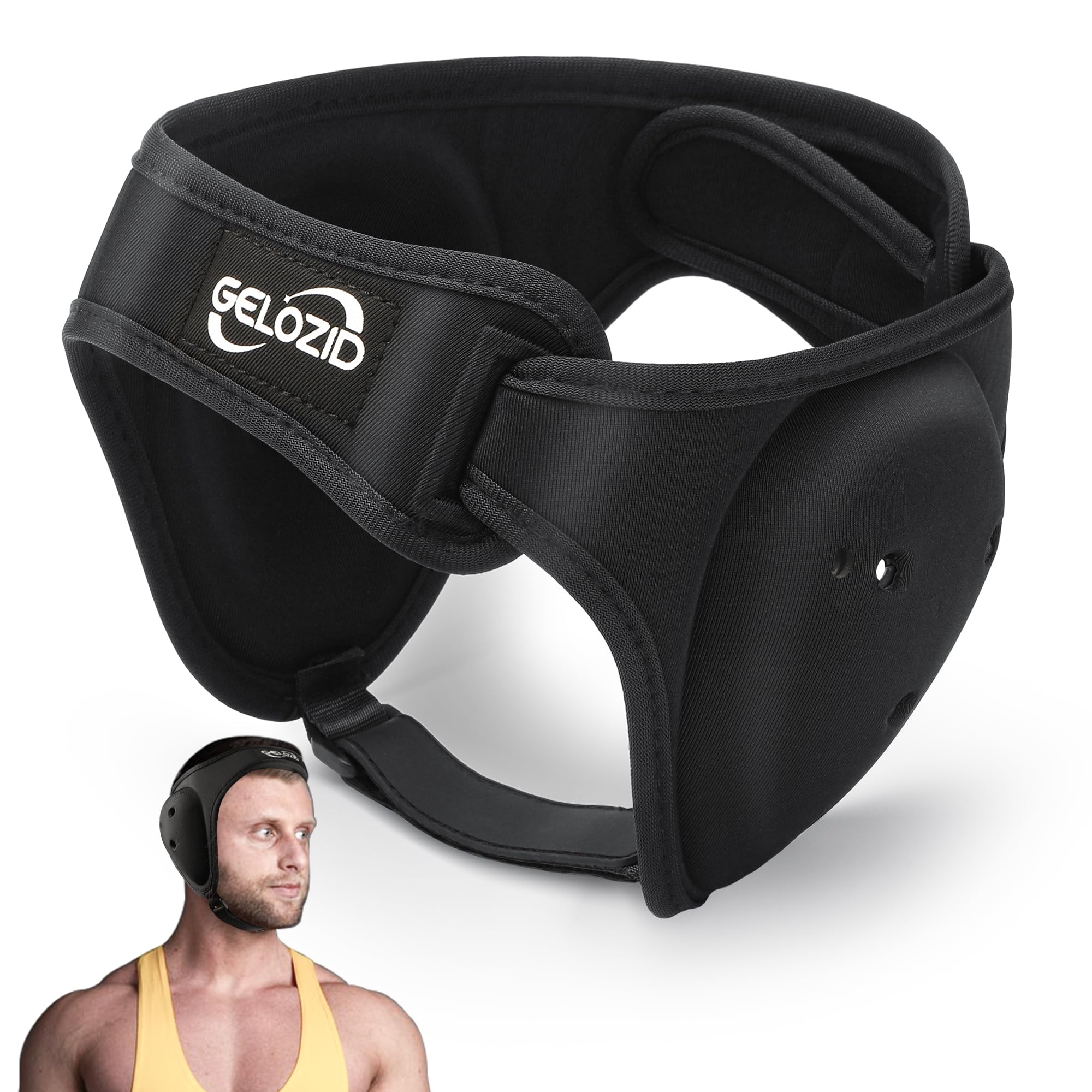 Gelozid Adjustable Wrestling Headgear for BJJ, MMA Grappling and Training, Ear Guard and Cauliflower Protection Helmet