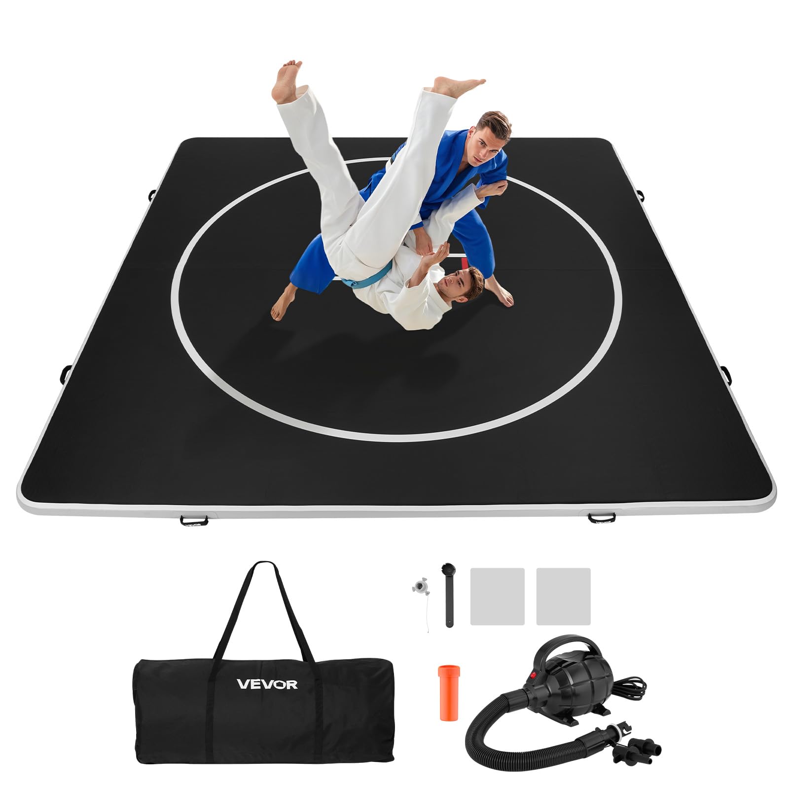 VEVOR Wrestling Mat, Martial Arts Thick Mat for Home Gym Exercise, PVC or Inflatable Training Mats with Circles,for Gymnas...