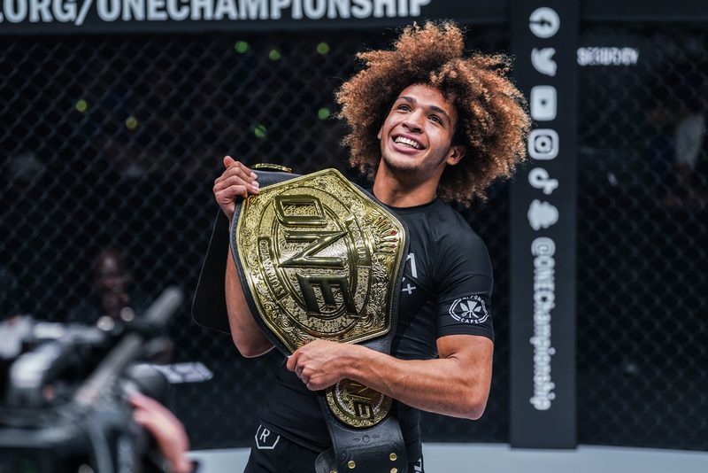 Leg-lock specialist Kade Ruotolo with his ONE Championship submission grappling belt