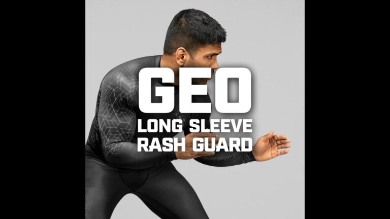 Hayabusa Geo long sleeve rashguard worn by a no-gi grappler in fighting stance
