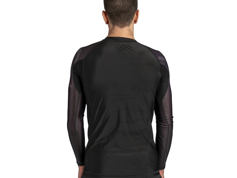 Sanabul Essential long sleeve rashguard back view, a budget no-gi training pick under $30