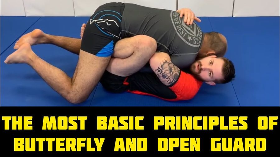 No-gi butterfly guard ground position between two grapplers