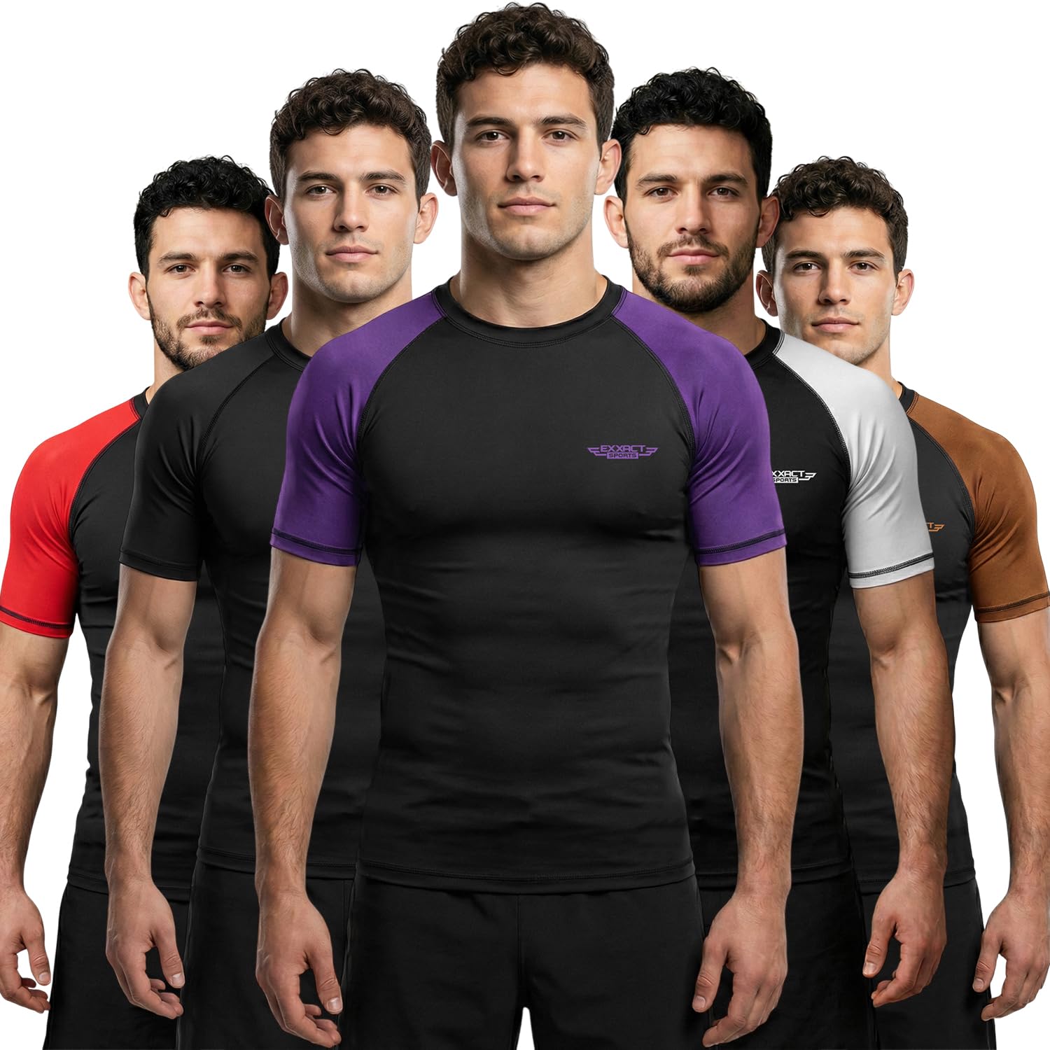 fitted no-gi rashguards in multiple colors on grapplers