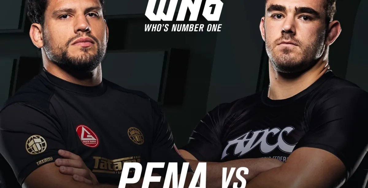Felipe Pena and Luke Griffith in a no-gi grappling matchup