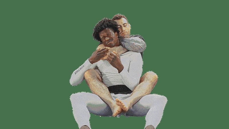 Rear naked choke finished from back control in no-gi