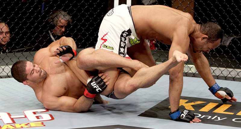 Rousimar Palhares attacking a heel hook in a no-gi bout