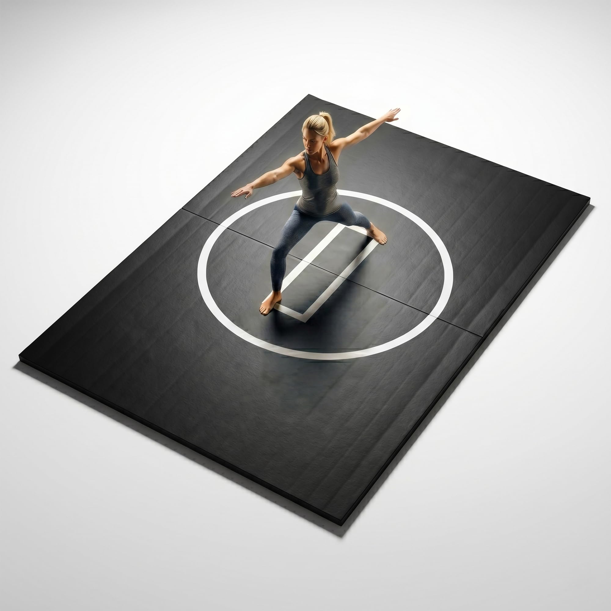 EFFICRAFT Wrestling Mat, Martial Arts Thick Mat for Home Gym Exercise, PVC Training Mats with Circles,for Gymnastics, Tata...