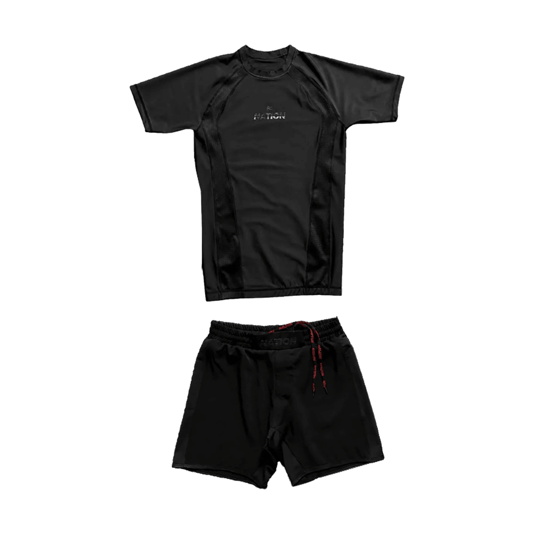 Nation Standard Issue BJJ rash guard for no-gi training with breathable mesh panels and secure compression fit
