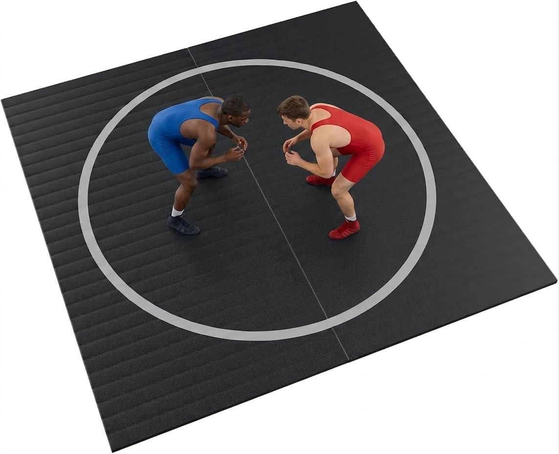 Wrestling Mat, 10x10ft Roll-Up Home Gym Flooring, 1.2 inch Professional XPE Foam Grappling Mat with Non-Slip Lychee Texture f