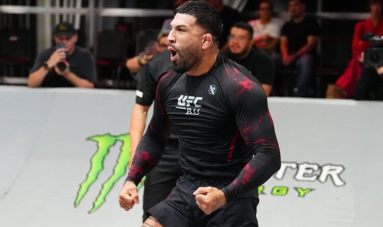 No-gi grappling match competitor wearing full-length compression spats