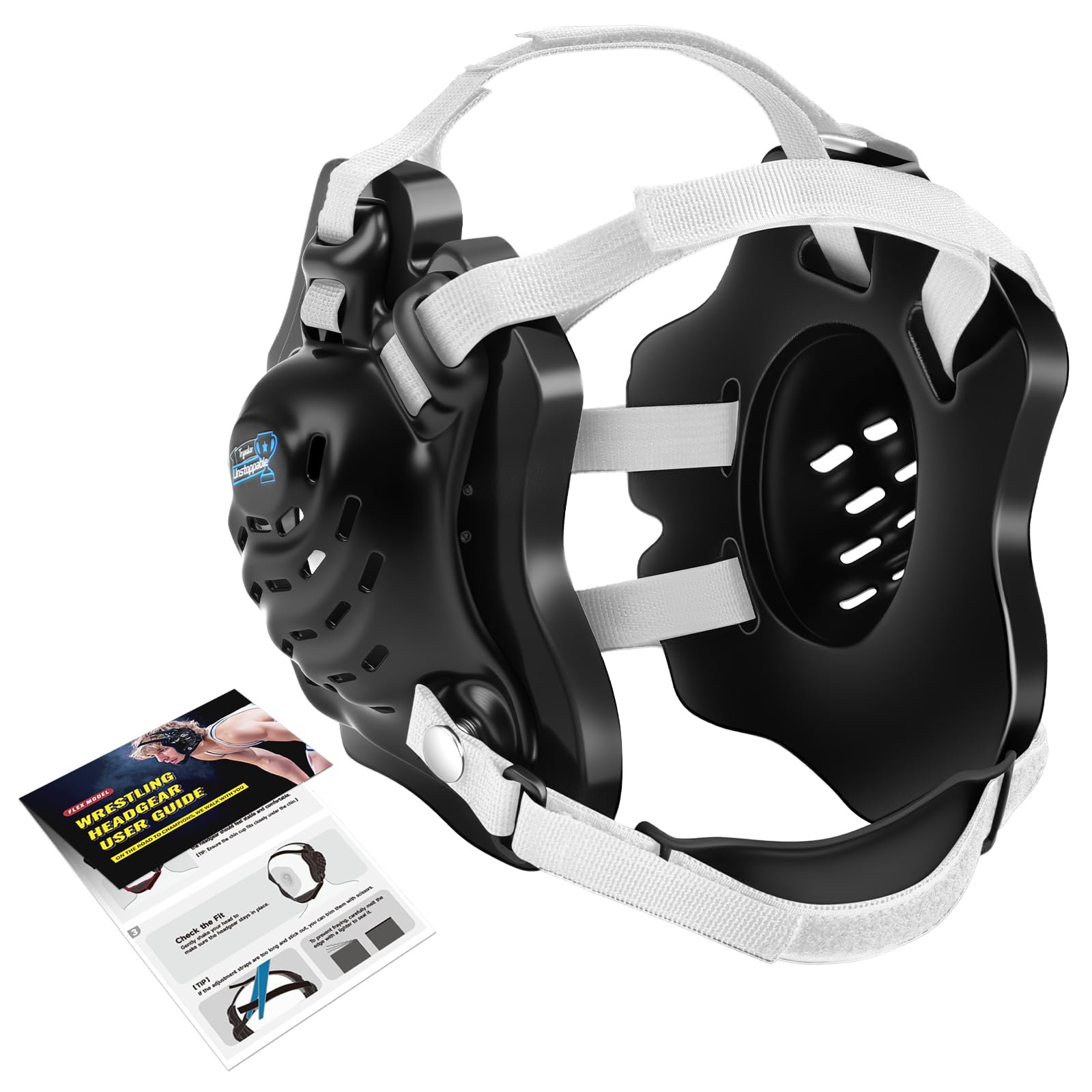 Trymaker Wrestling Headgear, Head Gear for Men and Youth with Chin Cup, Dual-Layer Ear Guard for MMA, BJJ (for Users Age 10+)