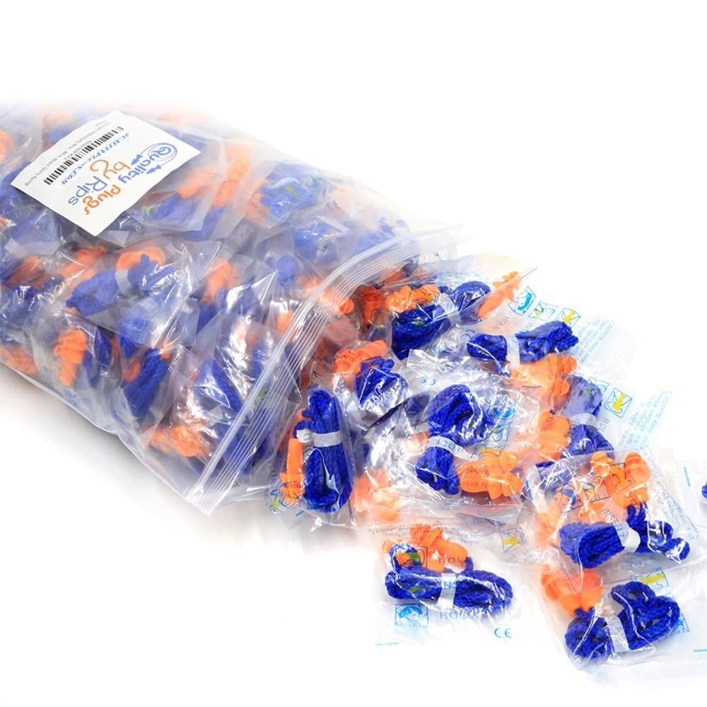Quality Reusable Earplugs 100 Pair - 25dB Corded Silicone Ear Plugs for Shooting Construction Work Ear Plugs Motorcycle Range