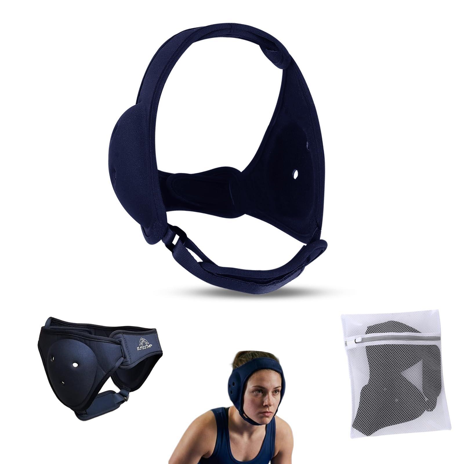 BLISSTAO Wrestling Headgear and BJJ Ear Guard, Soft and Low Profile, Reinforced Stitching, Padded Chin Strap, Includes Pro...