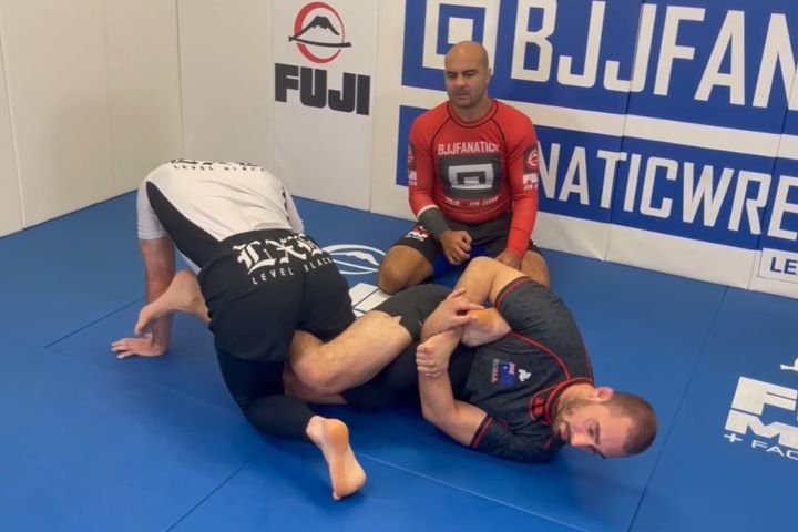 Heel hook entry from reverse de la riva guard leading into saddle position no-gi