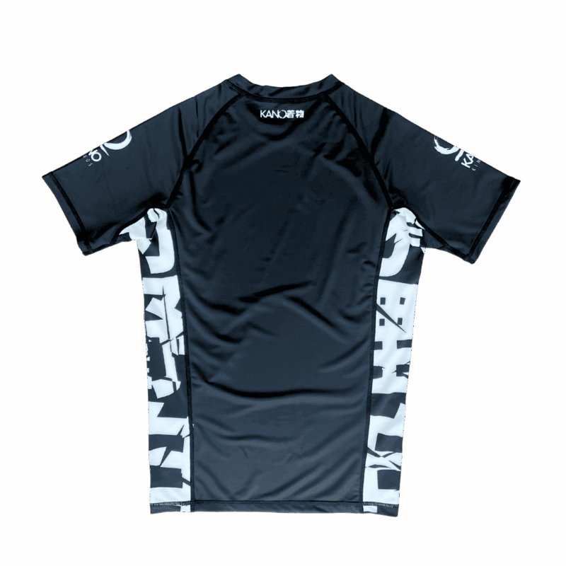 Kano White Ranked Rashguard short sleeve back view, no-gi MMA competition gear