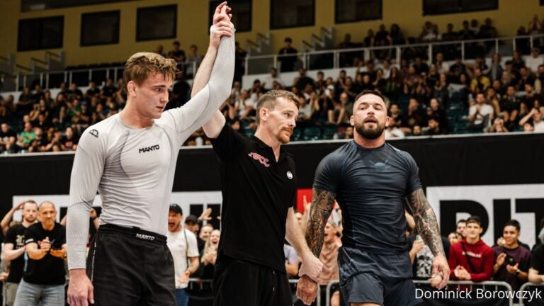 Pawel Jaworski celebrates his ADCC 2026 -88kg no-gi grappling gold medal in Krakow