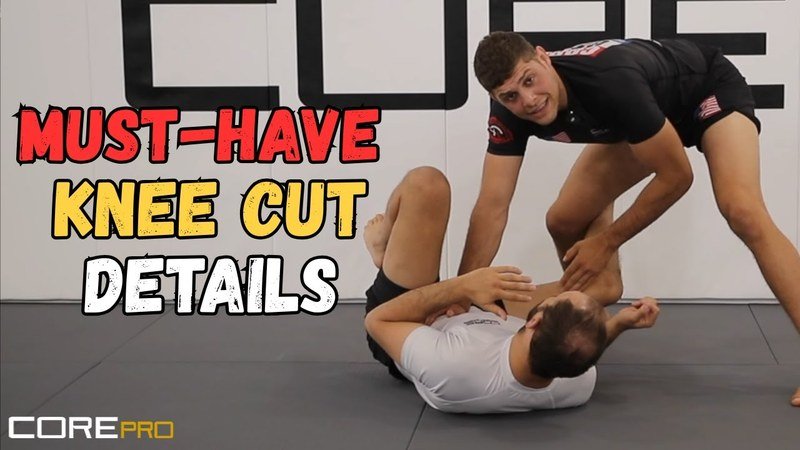 Knee cut guard pass detail in no-gi grappling, a close variation of the long step pass