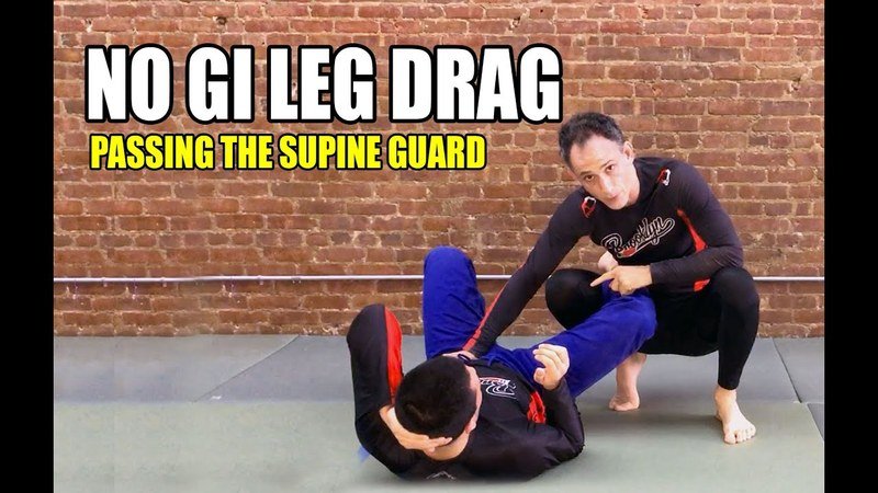 No-gi leg drag pass used to clear the supine guard, closely related to the long step pass