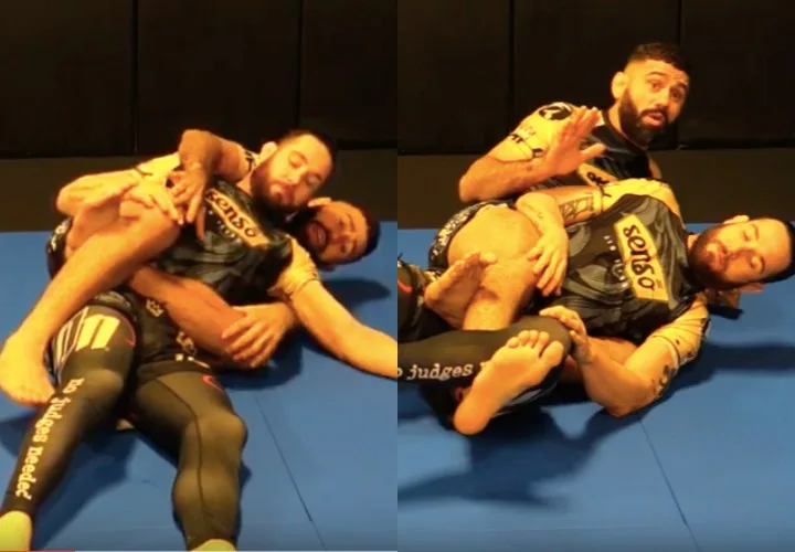 No-gi body triangle and back control sequence showing the straight jacket arm-trapping position